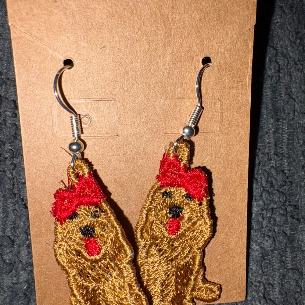 Cute Dog Earrings with Red Bows